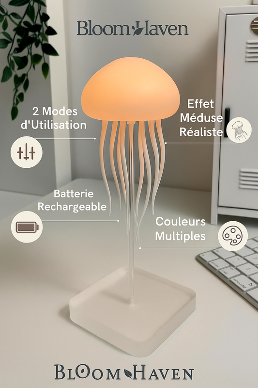 Medusa Light™, Lampe Méduse flottante avec LED. Veilleuse à plusieurs coloris.
